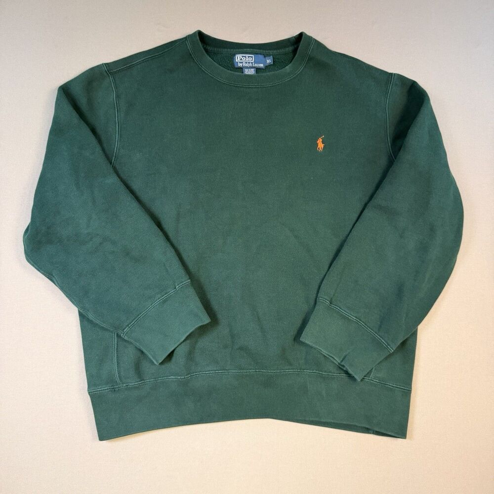 Polo Ralph Lauren Crewneck Sweatshirt Size XL Green Embroidered Forest Green